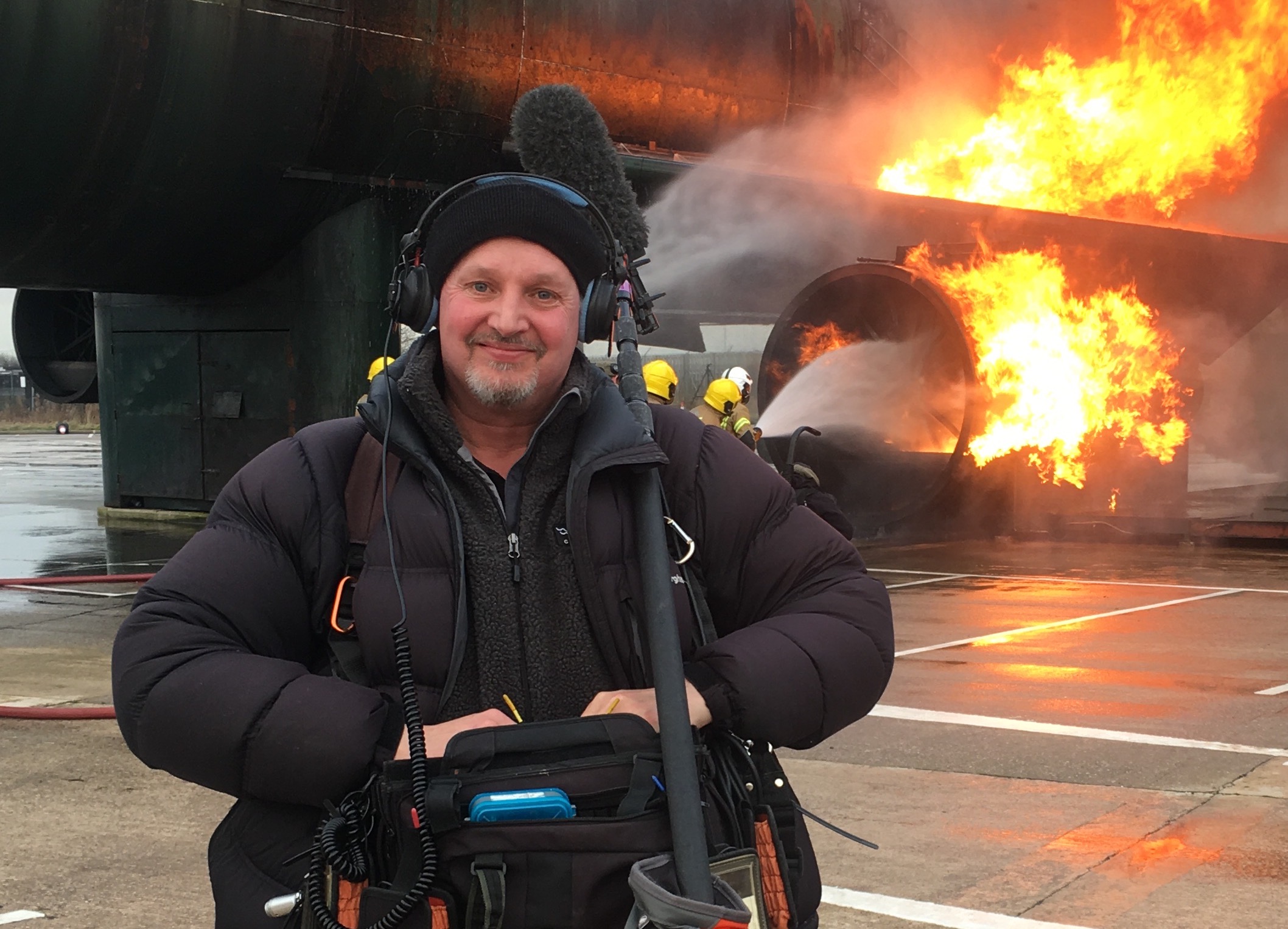 Picture of Mick working as a freelance sound recordist / mixer